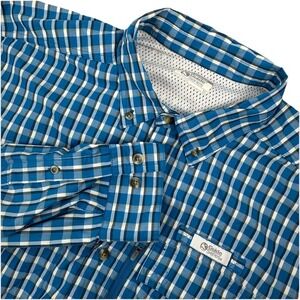 GANDER MOUNTAIN Guide Series Mens Blue Plaid Long Sleeve Button Down Shirt -‎ XL